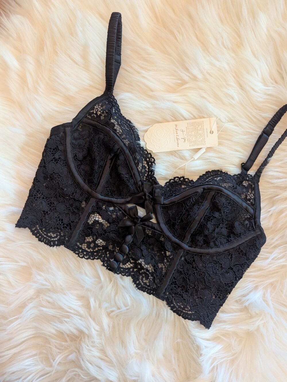 For Love And Lemons Black Creamsicle Lace Bra Top